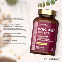 Horbäach Menopause Supplements for Women | Perimenopause & Menopause Support Complex | 180 Vegan Tablets - 6 Month Supply | with SOYA Isoflavones & Vitamin B6 | by Horbaach