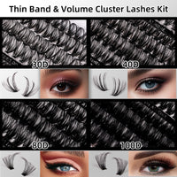 Magnetic SL Volume Individual-Eyelashes 320PCS DIY Lash Extension Kit 12-20mm MIX Fluffy False Eyelashes with Bond and Seal, Applicator, Look Like Eyelashes Extension at Home(30D+40D+80D+100D)