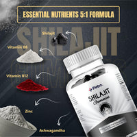 Flebo Pure Himalayan Shilajit Gummies - Formulated with Ashwagandha and Zinc- 50% Fulvic Acid- 60 Two A Day Blackcurrant Flavour- Energy, Stress Relief and Immune Support. Vegan and Halal