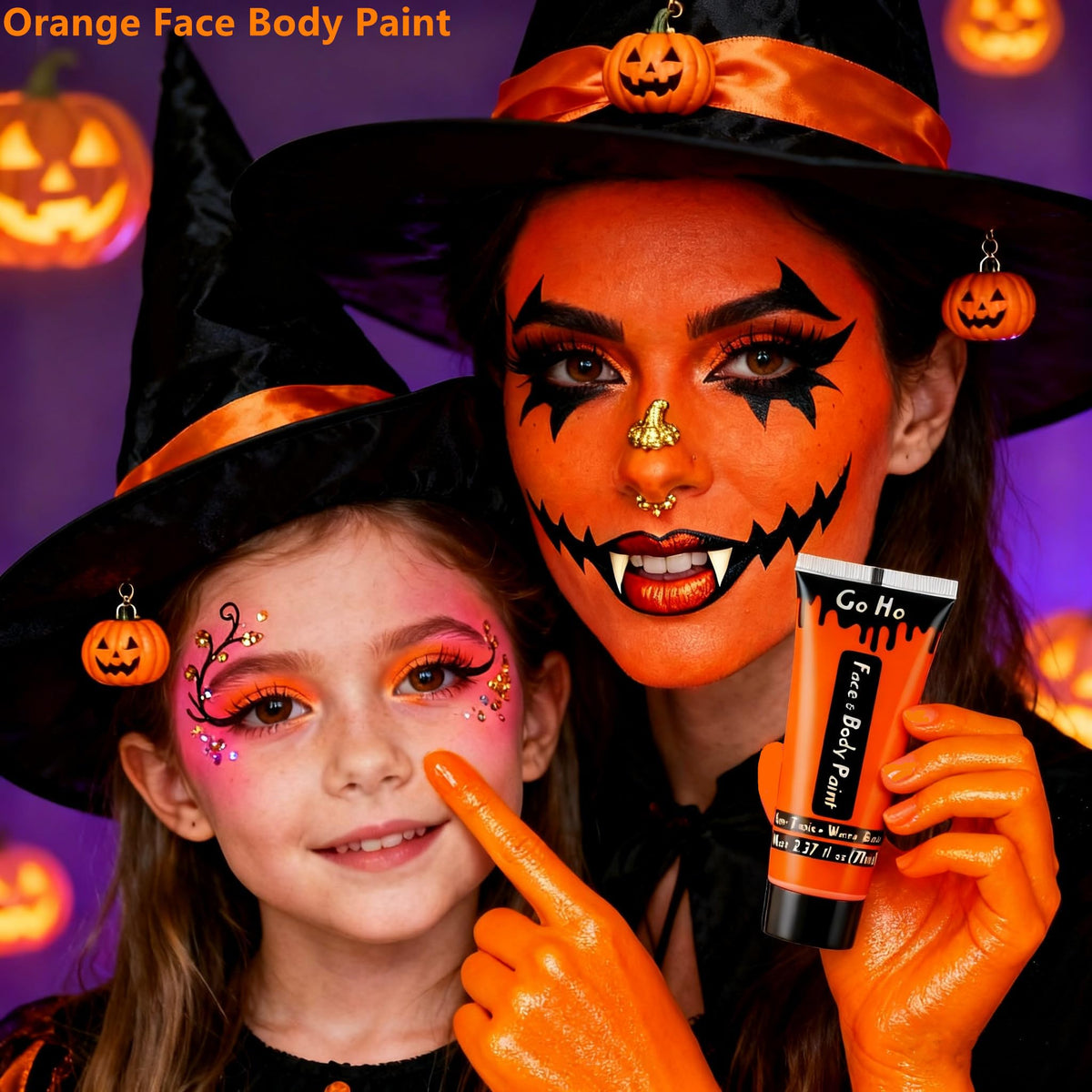 Go Ho Orange Face Body Paint(2.37oz,70ml), Cream Water Based Face Paint,Orange Makeup Face Painting for SFX Cosplay Costumes Festivals Halloween Makeup