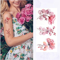 Jeffdad 20 Sheets Flowers Temporary Tattoos Stickers, Watercolor Floral Fake Tattoos for Women's Body Art Arm Back