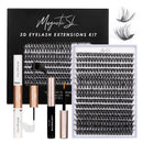 Magnetic SL Individual-Lashes 320PCS 60D+80D DIY Lash Extension Kit with Bond and Seal 10-16mm MIX Fluffy False Eyelashes with Glue and Eyelash Applicator, Look Like Eyelash Extension at Home(60D+80D-0.07D)