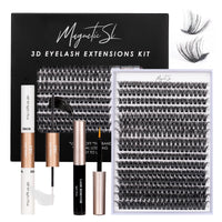 Magnetic SL Individual-Lashes 320PCS 60D+80D DIY Lash Extension Kit with Bond and Seal 10-16mm MIX Fluffy False Eyelashes with Glue and Eyelash Applicator, Look Like Eyelash Extension at Home(60D+80D-0.07D)