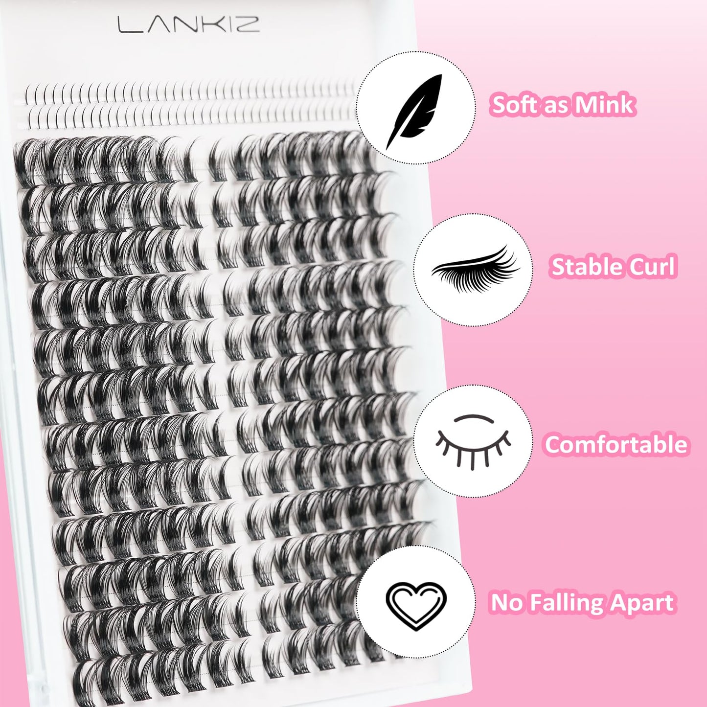 LANKIZ Manga Lashes Natural Look Lash Clusters Anime Lashes False Eyelashes Individual Lashes Extensions Korean Makeup Asian Fake Eyelashes Mink Wispy Fluffy Cluster Lashes