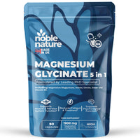 NobleNature Magnesium Glycinate 5-in-1 Complex Formulated by PhD Expert High Strength 1900mg Supplements as Bisglycinate, Malate, Citrate, Oxide & Vitamin B6-90 GMO Free Capsules, 384mg Elemental, UK Made (90)