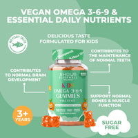 8 Hour Sleepwell Kids Omega 3, 6 & 9 Gummies – Vegan, Sugar & Gluten-Free | Plant-Based Omega with 8 Essential Vitamins | Chewable Multivitamin for Kids, Tasty Alternative to Fish Oil | 1 Month Supply