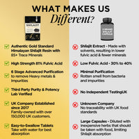 Shilajit Resin Tablets Gold Standard Himalayan Shilajit 79% Fulvic Acid, Third-Party Tested. 60 Tablets - Minerals, Immune System & Energy by Inner Vitality