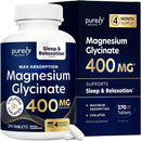 Purely Holistic Magnesium Glycinate 400mg - 270 Magnesium Tablets - for Improved Sleep, Stress Relief & Cramp Defense