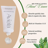 Aviela Shea Butter Hand Cream For Very Dry Hands, Moisturising & Intensely Nourishing, Vegan & Cruelty Free, 100% Natural African Shea Butter Moisturiser, 50ml
