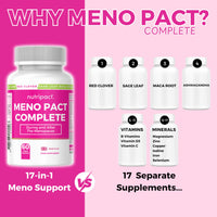 nutripact Red Clover Menopause & Perimenopause Support Supplement 17-in-1 High Strength Complex with Magnesium Ashwagandha, Sage, Maca, Vitamins, Minerals – 60 Vegan Capsules – Meno Pact Complete by Nutripact