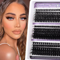 LYMYBETY Fluffy Individual Eyelashes Kit 270Pcs D Curl Cluster Lashes 10-18mm DIY Lash Extension kit Russian Individual Eyelashes with Lash Bond and Seal,Tweezers for Beginners(60+80+100 KIT, 10-18mm)