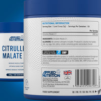 Applied Nutrition Citrulline Malate 2:1 | 3000mg per Serving Nitric Oxide Booster Amino Acid Powder Supports Muscle Recovery Improves Performance Vegan Gluten Free (300g - 100 Servings) (Unflavoured)