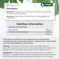 Plant Sterols 800mg Tablets | 90 Count | with Beta-Sitosterol | Vegan and Vegetarian | by Carlyle
