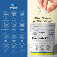 Physis Prebiotics with Probiotics | FOS Fibre Supplement | Gut Health Fiber & Digestion | Diarrhoea & Constipation Relief | 60 Vegan Capsules | 2 Month Supply | Lactobacillus Acidophilus