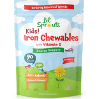 Iron Tablets for Kids with Vitamin C | 90 Chewable Tablets (3 Months Supply) | Natural Berry Flavour | Vegan Iron Supplement for Kids | by Lil' Sprouts