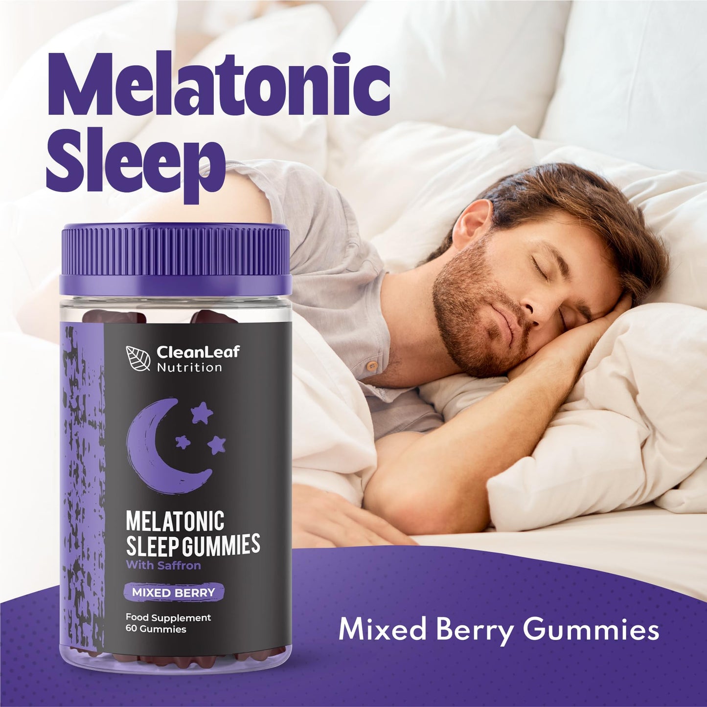 HILLTEN HEALTH Natural Sleep Support Gummies for Adults - Melatonic Formula for Restful Nights, Sleep Gummies Promoting Natural Sleep Production, Promotes Healthy Sleep Patterns, 60 Count