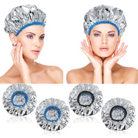 DIVINA VITAE 4 Pieces Aluminum Foil Heat Cap for Deep Conditioning, Reusable Deep Conditioning Hair Cap Heated Shower Cap for Hot Oil Hair Treatment Processing Caps for Hair Dye Cap Tin Foil Hat for Home Salon Use