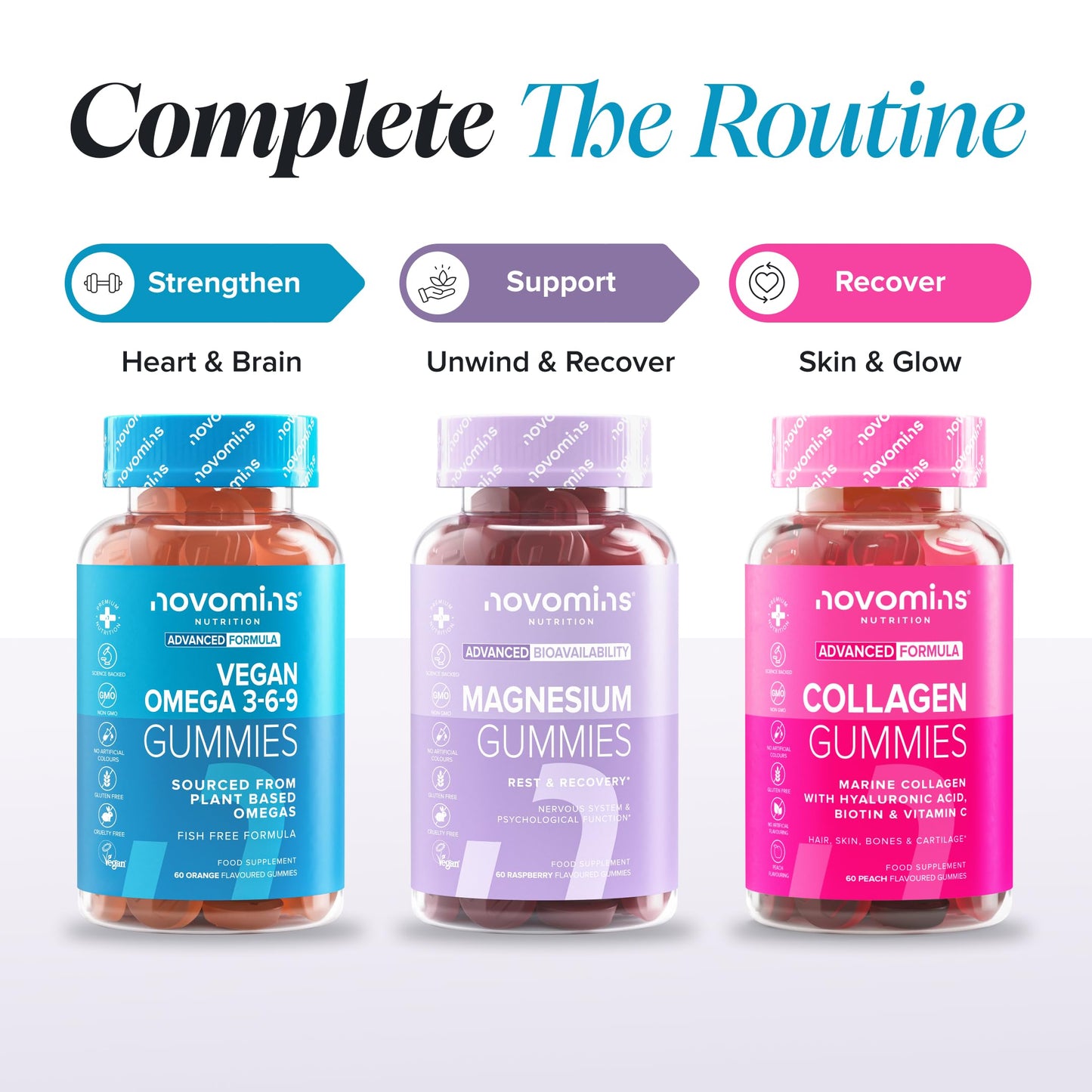novomins Omega 3 6 9 Gummies |60 Vegan Omega 3 | Heart, Brain & Eyes | Novomins