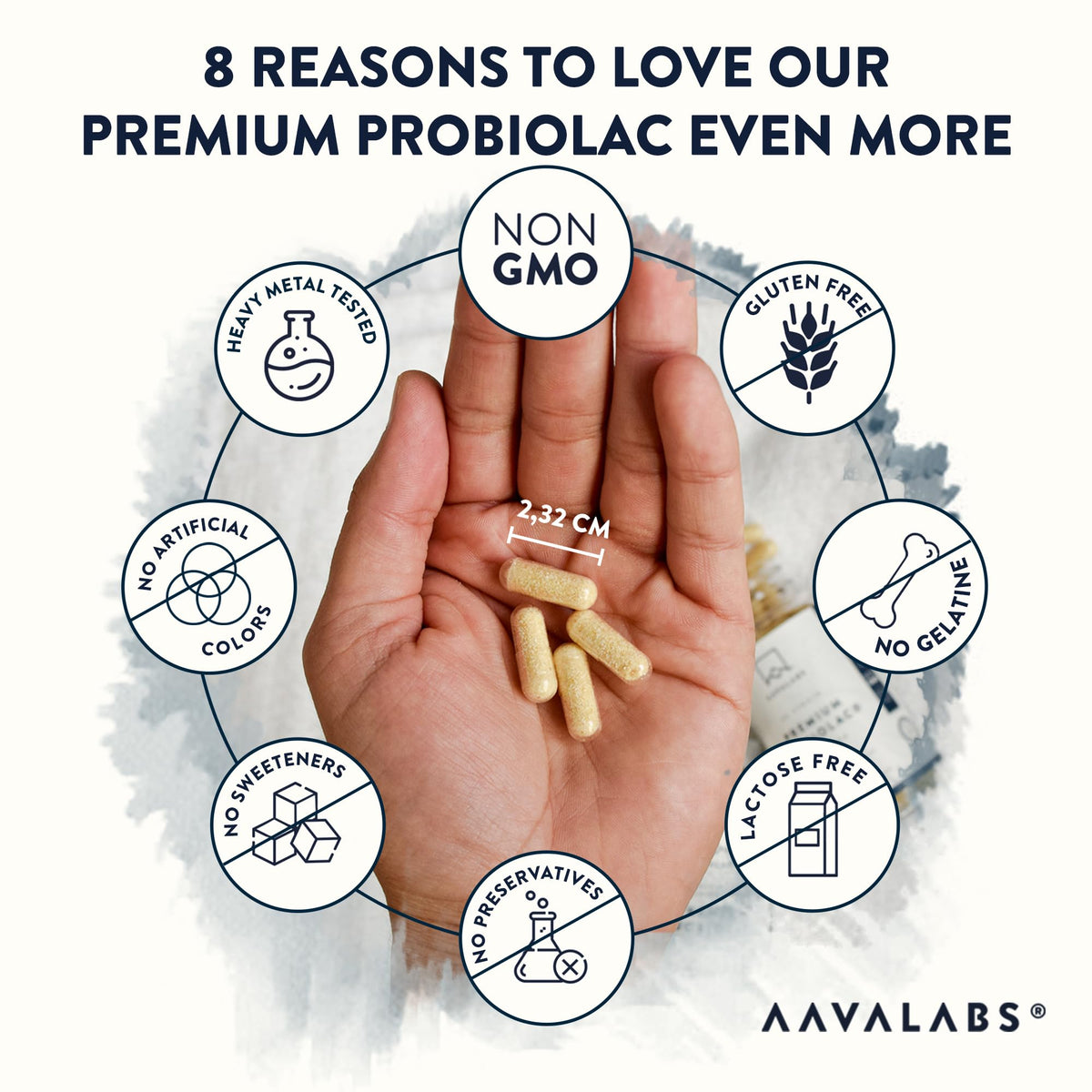 AAVALABS Bio Cultures Complex [ 120 Billion CFU ] 30x Bacterial Strains incl. Lactobacillus Acidophilus & Bifidobacterium per Serving - 90 Capsules - 3rd Party Tested