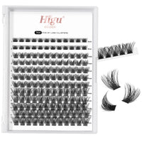 Higu clace Lash Clusters DIY Eyelash Extensions 144 Pcs Cluster Eyelash Extensions 8-16mm Cluster Lashes C Curl Thin Stem Lash Clusters Reusable Makeup for Self-application (Volume-Big C 8-16mm)