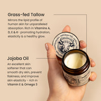 Tallow Grass-Fed Luxury Body Cream Moisturiser, Hydration For All Skin Types, Rich in Vitamins & Antioxidants (120ml, Unscented)