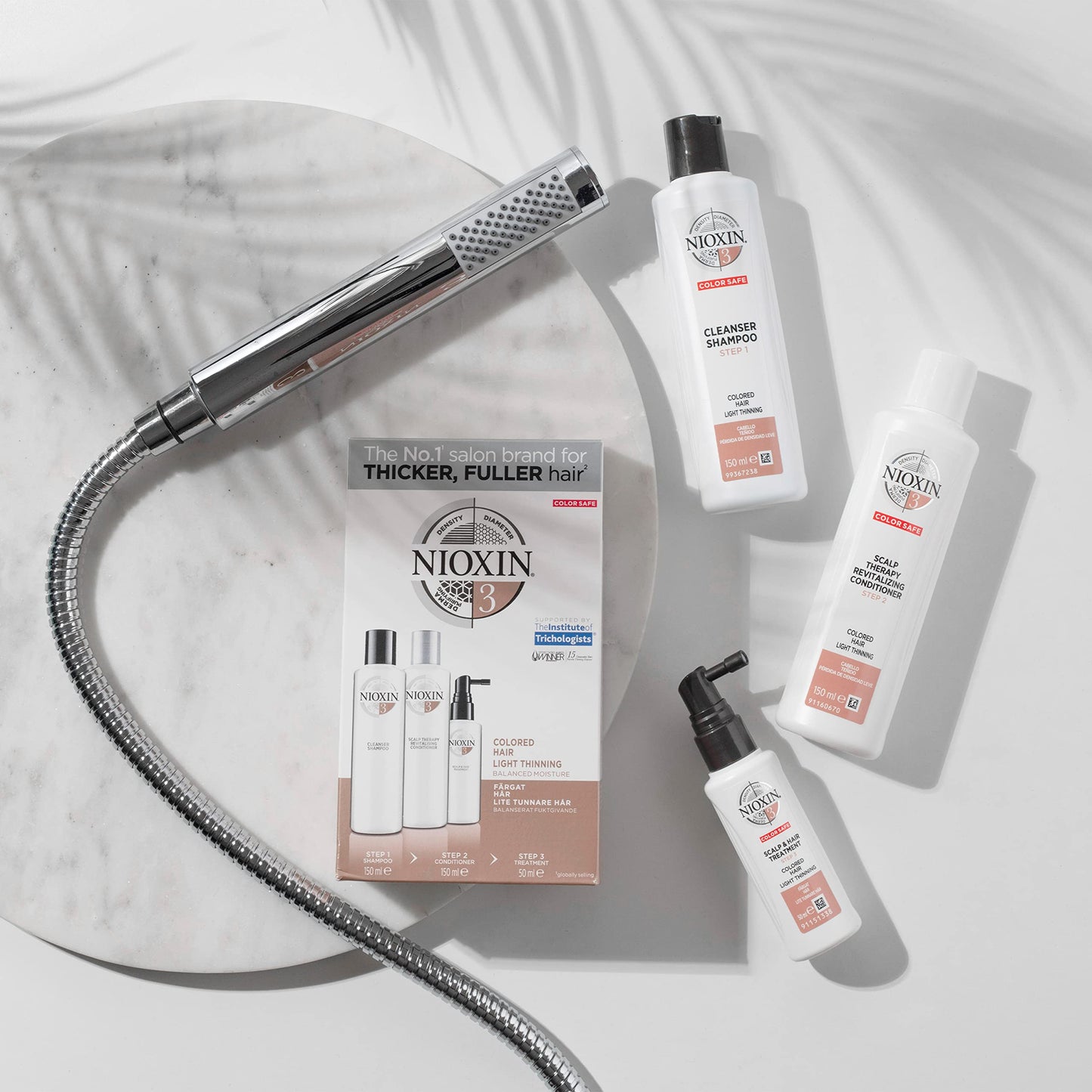 Nioxin 3-Part System | System 3 | Coloured Hair with Light Thinning Hair Treatment | Scalp Therapy | Hair Thickening Treatment | Trial Kit