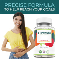 D Mannose 120 Capsules, 1000 mg per Dose, Promotes Urinary Tract Health, Natural Vegan UTI Defence by NUVIMI®