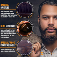 Kobe Palm Men's Military Style Boar Bristle Hair Brush/Beard Brush - Hand Sized Beard Brush for Men - Perfect for Beard Care - Works Well With Beard Oils (Dark Ash)