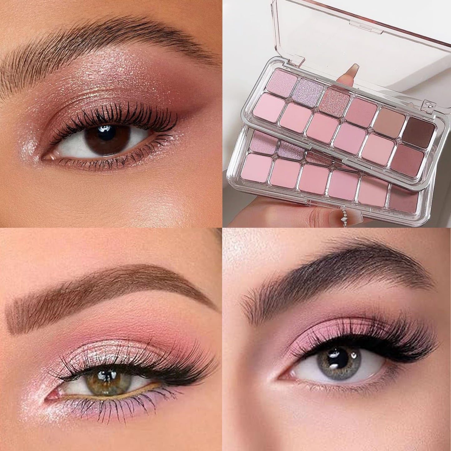 Generic 12 Colors Pink Eyeshadow Palette – Matte & Shimmer Nude Eye Shadow Makeup Kit, Long-Lasting Waterproof High Pigment Glitter Shades for Natural Daily & Glam Look