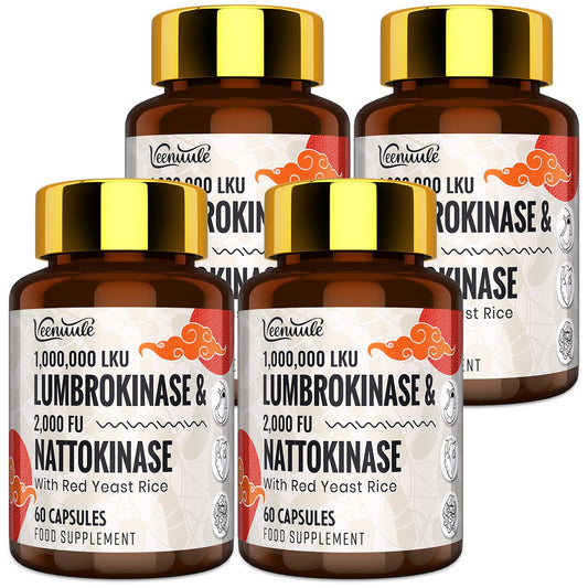 Lumbrokinase Supplement 100mg │ Maximum Activity - 1,000,000 LKU │ Lumbrokinase Capsules with Nattokinase 100mg 2000 FU for Blood Circulation and Cardiovascular Health, 240 Capsules