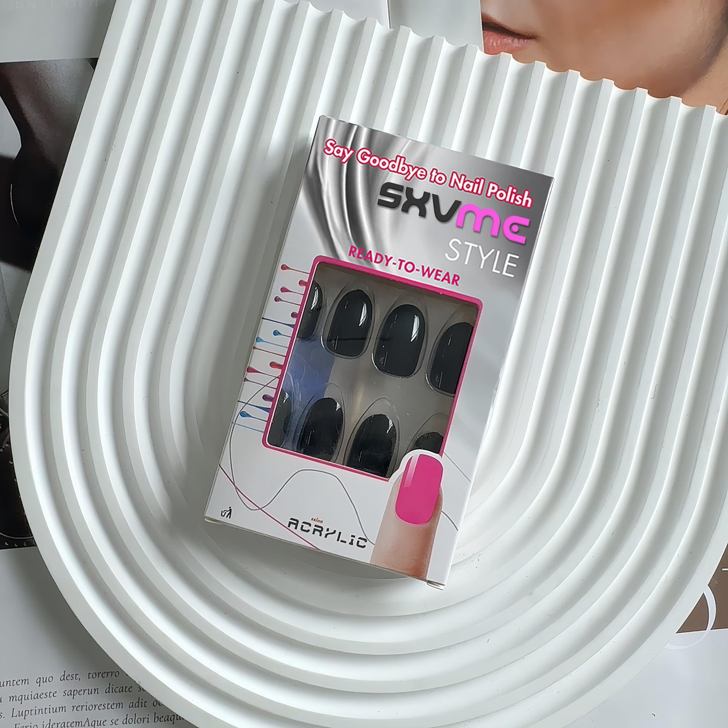SXVME Black False Nails, Simple Acrylic Press on Nails Short Oval, Black Fake Nails Short, Natural Fit Glossy Solid Gel Full Cover Dark Stick on Nails For Women Fall Winter Wear