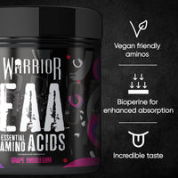 Warrior EAA - Essential Amino Acids - 360g - Provides Exceptional Support for Recovery & Muscle Soreness - Formula Includes Cyclic Dextrin, Taurine and More, Grape Bubblegum