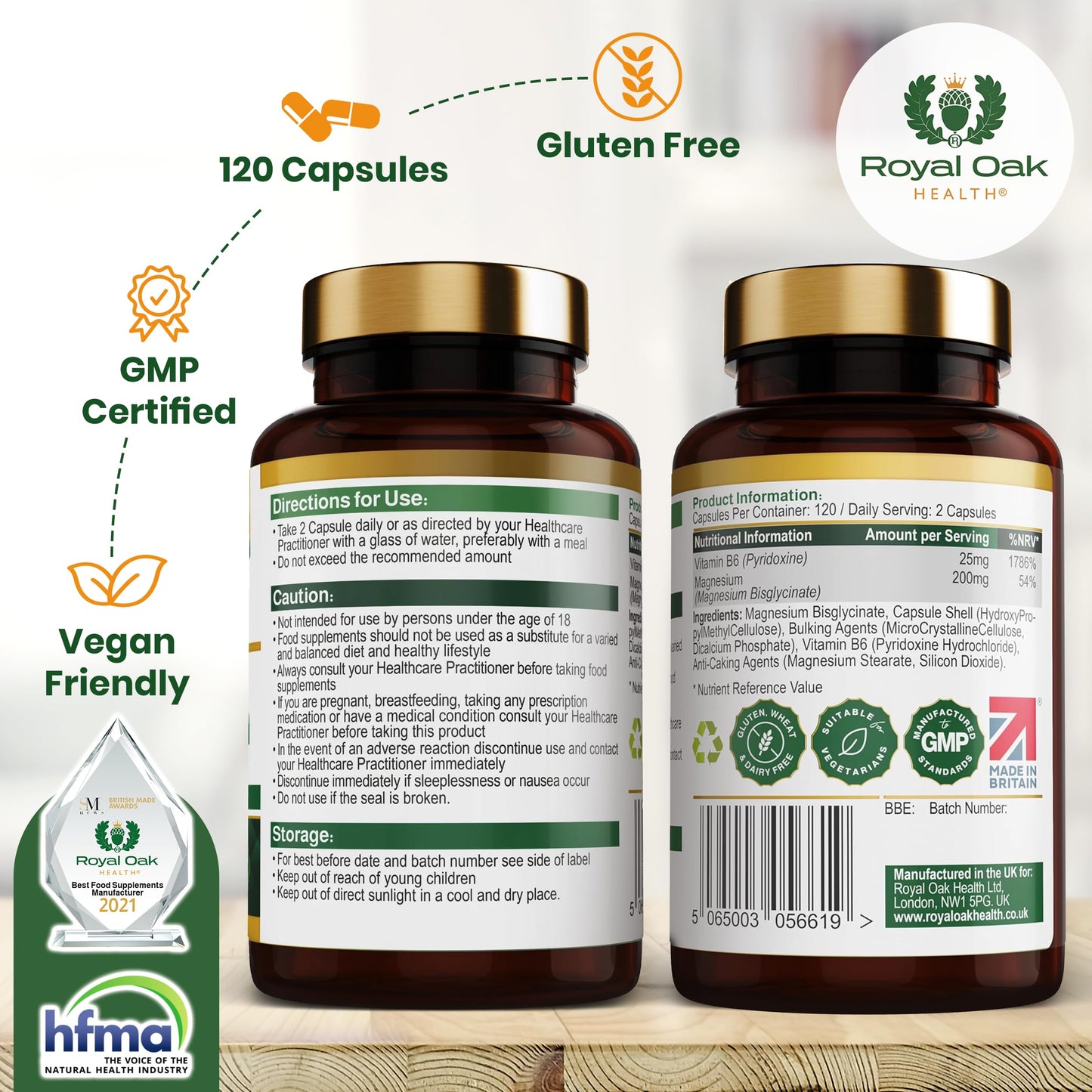 Magnesium (Bisglycinate) with Vitamin B6 x120 Capsules