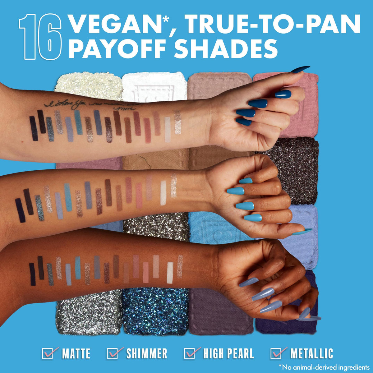 NYX PROFESSIONAL MAKEUP NYX Professional Makeup Ultimate Shadow Palette, 16 Vibrant True-To-Pan Eyeshadow Shades, Metallics, Shimmers, Colours and Nudes in Pressed Pigments, Vegan, Vintage Jean Baby, 0.8 g