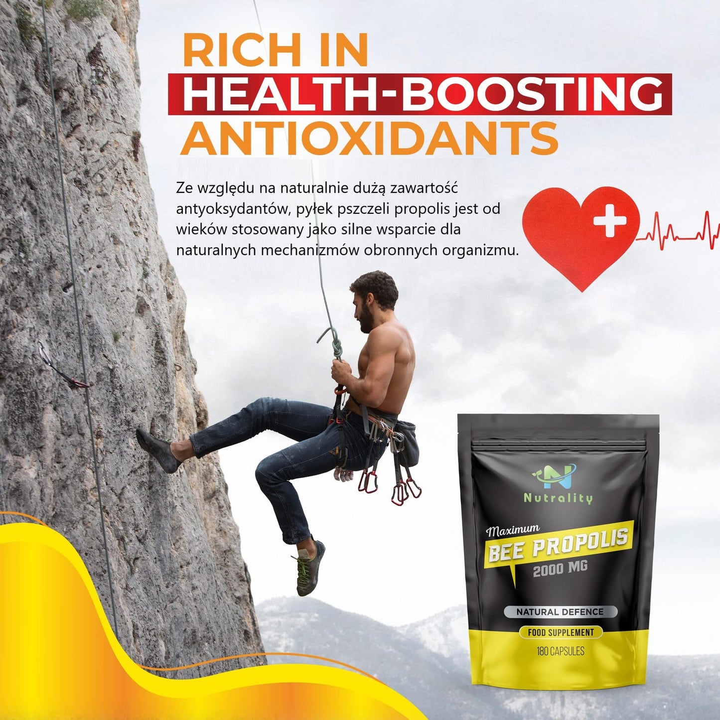 Nutrality Bee Propolis 2000mg | Maximum Strength, High in Antioxidants for Immune System Support, Natural Antibiotic | Vegetarian & Allergen Free | 180 Capsules