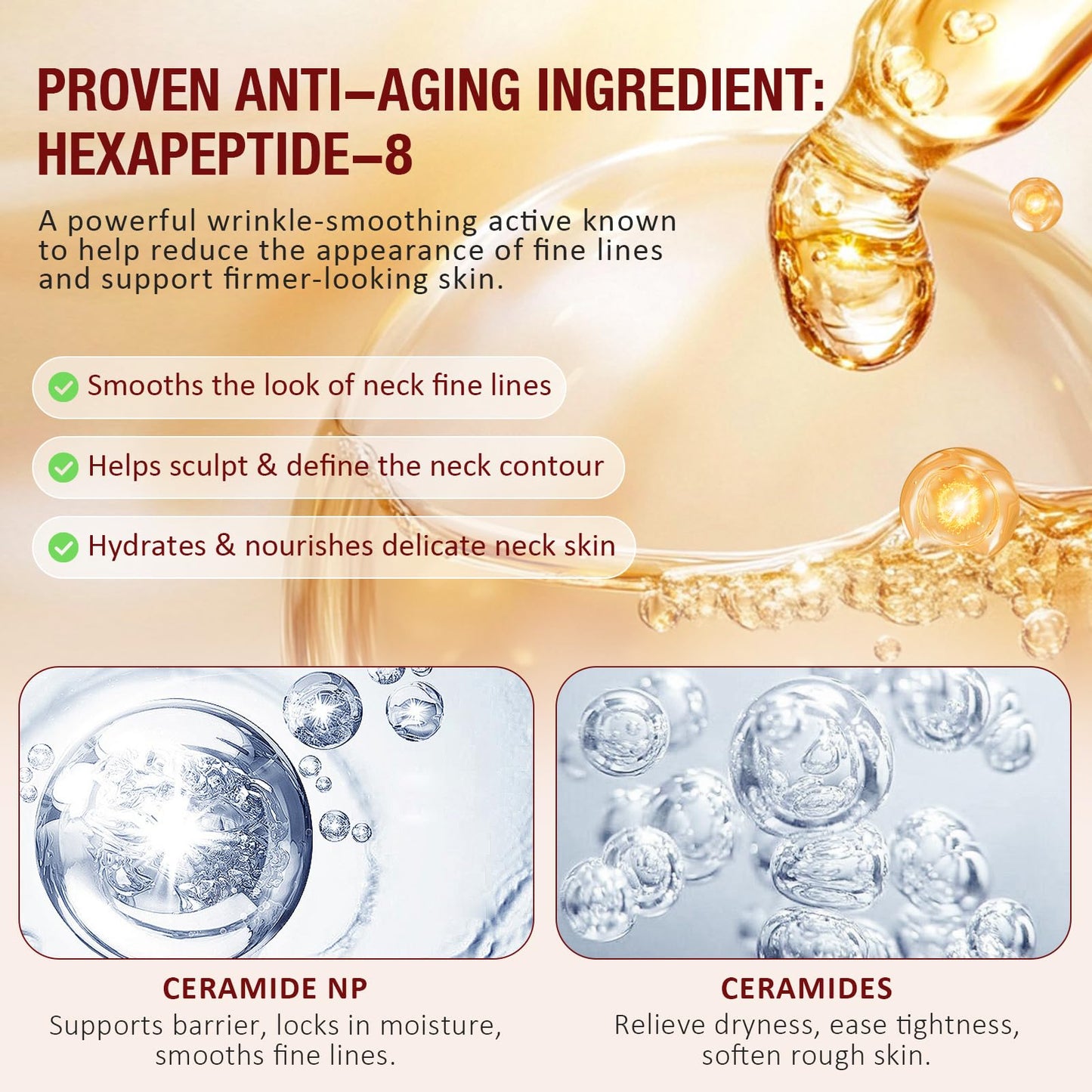 HXTMKT Neck Firming Cream, AH-8 Firming Neck Cream with Roller 120g, Tighten and Lift Neck Cream with Double Roller Massage, Reduces Wrinkles Fine Lines Double Chin, Moisturizes Skin