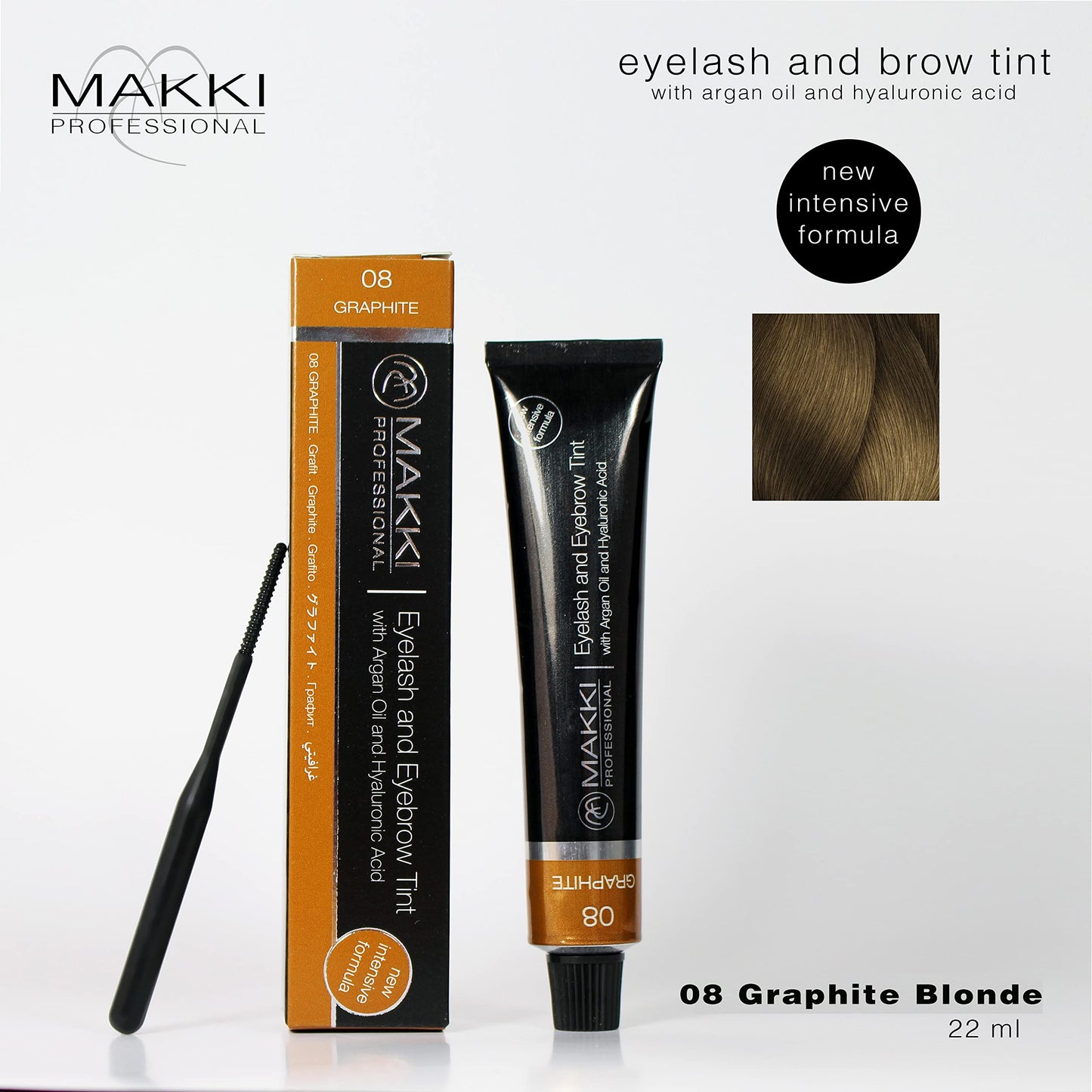 08 Graphite Blonde Makki Professional Intensive Eyelash and eyebrow tint dye with argan oil & hualuronic acid 22ml