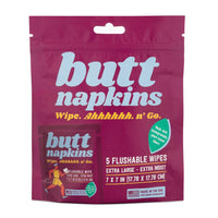 Drankful Butt Napkins - Water-Based Flushable Wipes, Individually Wrapped, For On-The-Go & Travel, Running, Camping, Festivals. Unscented & Hypoallergenic, Adult Sized (Running, 5 Count (Pack of 1))