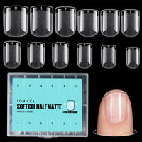 TOMICCA Square Shaped Extra Short Nail Tips - 360PCS Half Matte Soft Gel, No File Needed- Full Cover False Nails, Clear Acrylic & Strong Tips for Press On Extension - 12 Sizes