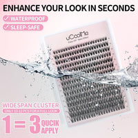 UCOOLME uCoolMe Flora Lash Clusters Kit 8-18mm Hybrid Volume Wispy Eyelash Clusters Kit D Curl - WideSpan 0.05mm Ultra-Thin Black Band