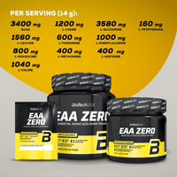 BioTechUSA EAA Zero - Essential Amino Acid Power | 7160mg EAA/serv. | WHO Recommended Ratio | Sugar-Free, Gluten-Free, 350 g, Lemon Ice Tea