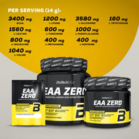 BioTechUSA EAA Zero - Essential Amino Acid Power | 7160mg EAA/Serving | WHO Recommended Ratio | Sugar-Free, Gluten-Free, 350 g, Orange-Mango