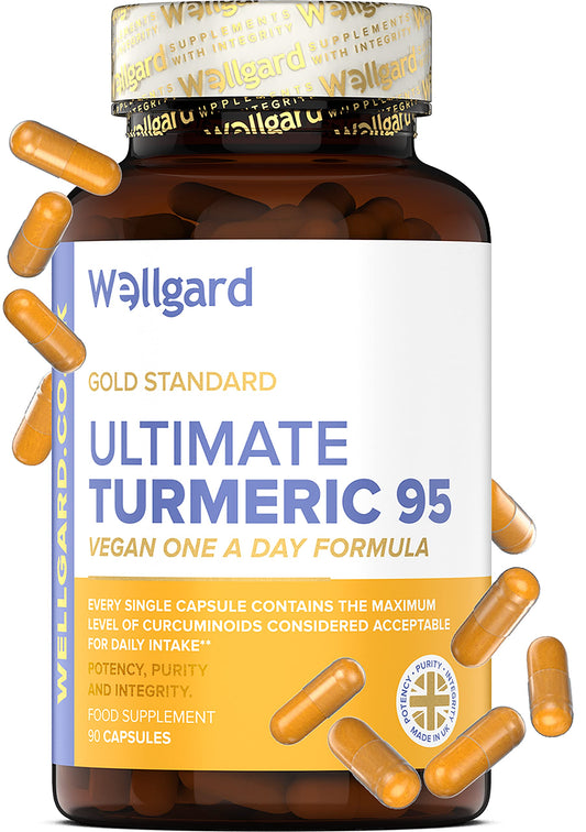 Turmeric Capsules High Strength by Wellgard, Turmeric 95, Curcumin, Made in UK