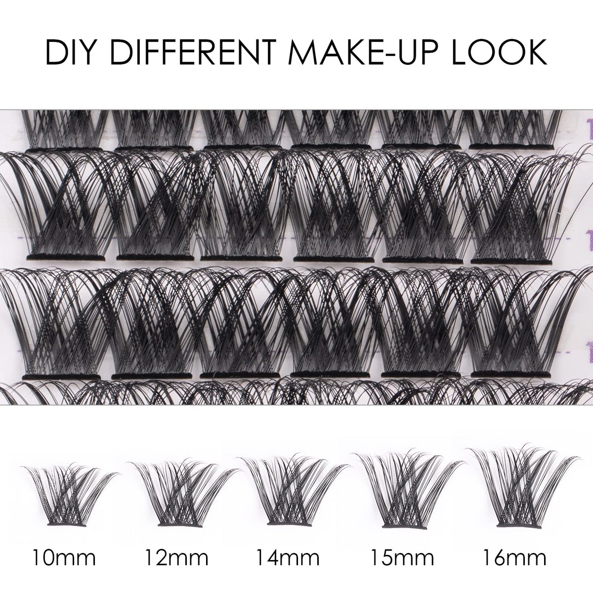 ocean pearl Cluster Lashes 72 Clusters Individual Lashes DIY Lash Extensions 10-16mm Length Reusable Soft Natural False Eyelashes Super Thin Band Wide Stem Eyelash Extensions for Makeup at Home