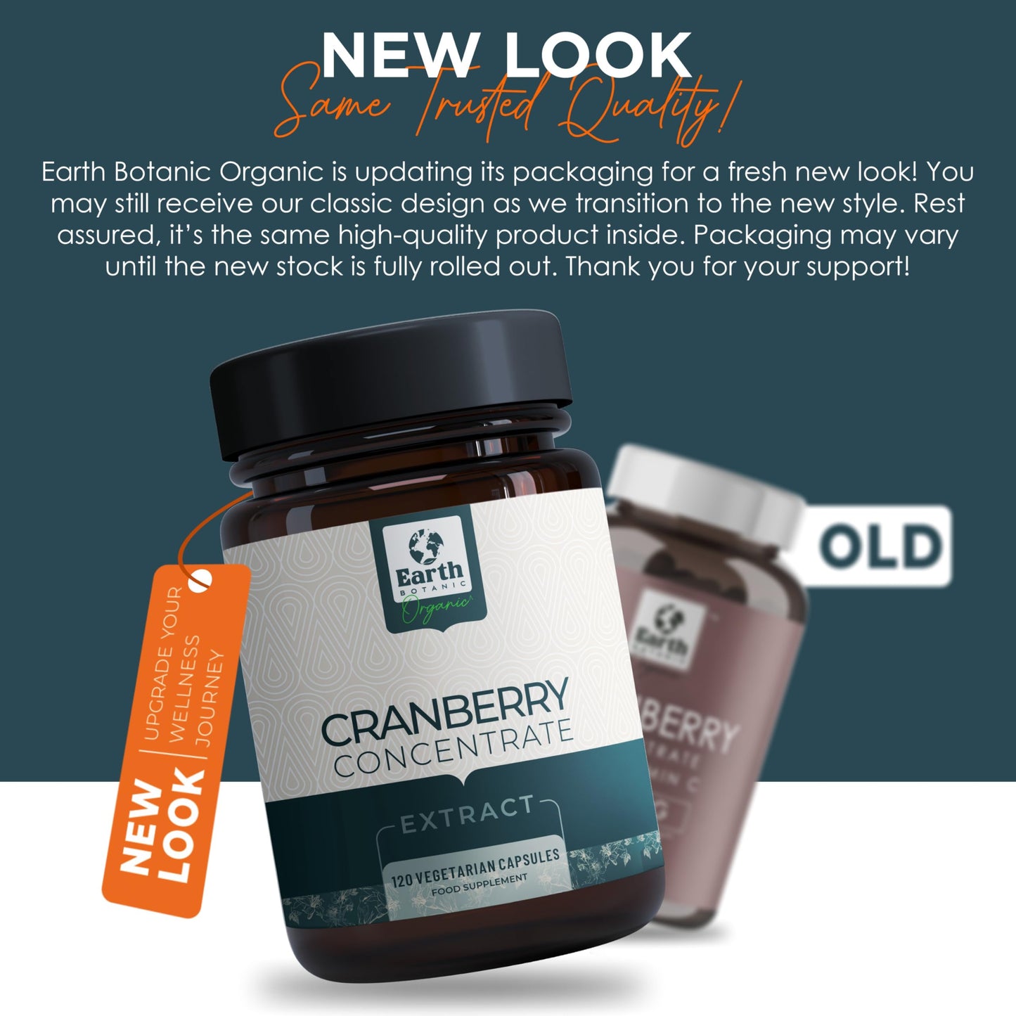 Earth BOTANIC Organic Cranberry Capsules High Strength | 120 Concentrated Pills Cranberry Extract Complex with Vitamin C Supplements