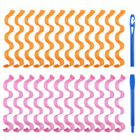 URAQT Hair Rollers No Heat, 24pcs Hair Curlers Styling Kit with Styling Hooks, Wave Hair Curlers for Long & Short Hair, DIY Hairstyle Styling Tools 30cm