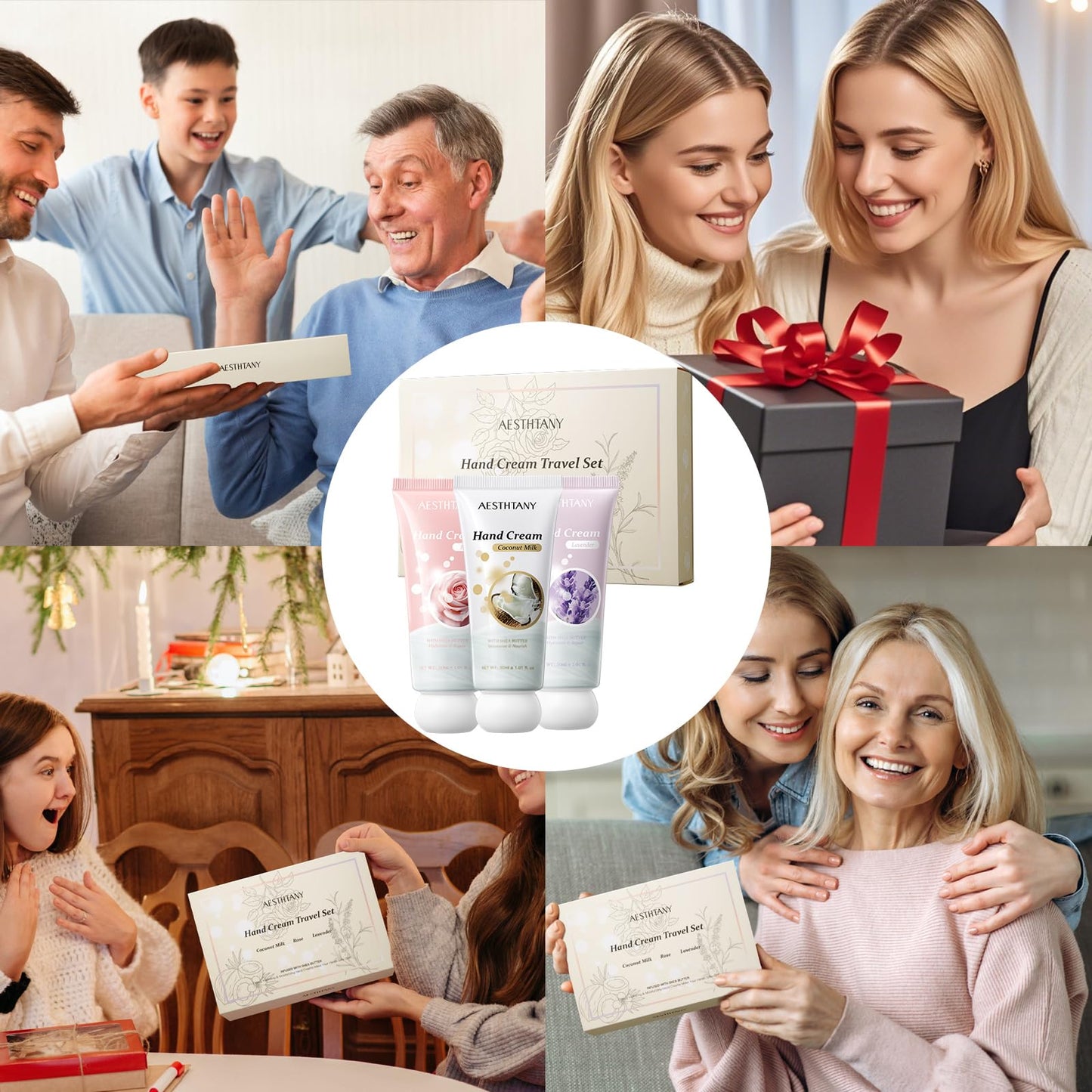 OKADY O'KADY Travel-Sized Hand Cream Gift Set, 3 Pack Moisturizing Formula with Shea Butter & Vitamin E, Lightweight Non-Greasy Fast Absorption, for Women & Men, Valentines Day Gifts