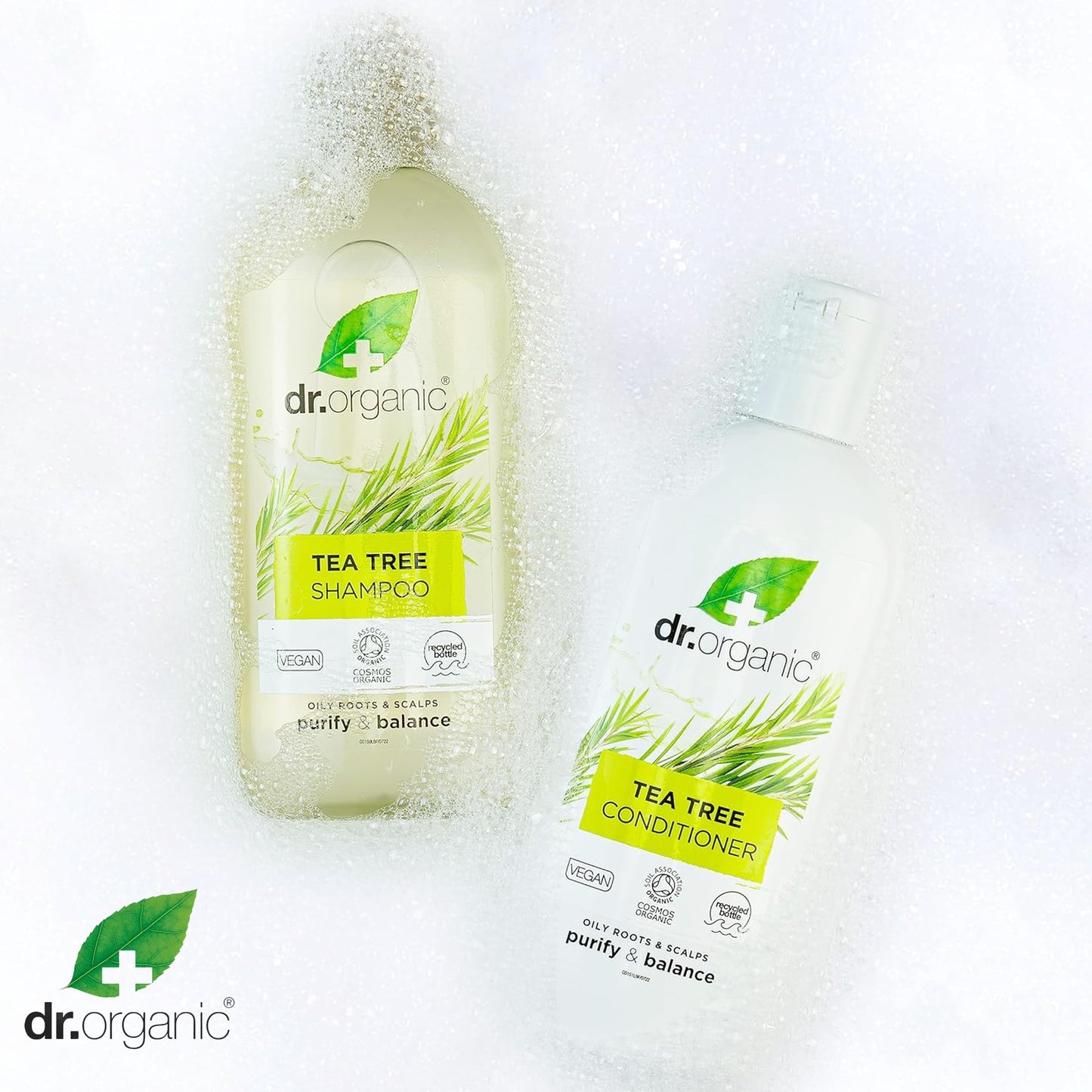 Dr. Organic Dr Organic Tea Tree Shampoo, Purifying, Oily Roots & Scalps, Natural, Vegan, Cruelty-Free, Paraben & SLS-Free, Recyclable & Recycled Ocean Bound Plastic, Certified Organic, 265ml, Packaging may vary