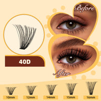 QUEWEL Individual-Eyelashes Kit 280Pcs Cluster Lashes Kit, DIY Lash Extension D Curl Lashes Individual Cluster with Lash Bond and Seal and Lash Tweezers (DJ-40D KIT)