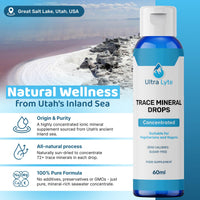 Ultra Lyte Trace Mineral Drops – 59 ml All Natural Complete Mineral Complex Food Supplement – 24 Days Supply – Electrolyte Drops – 72 Trace Minerals (2 oz)